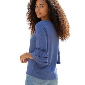 NWOT Cable & Gauge Medium Blue Bell Sleeve Boho Shirt Blouse